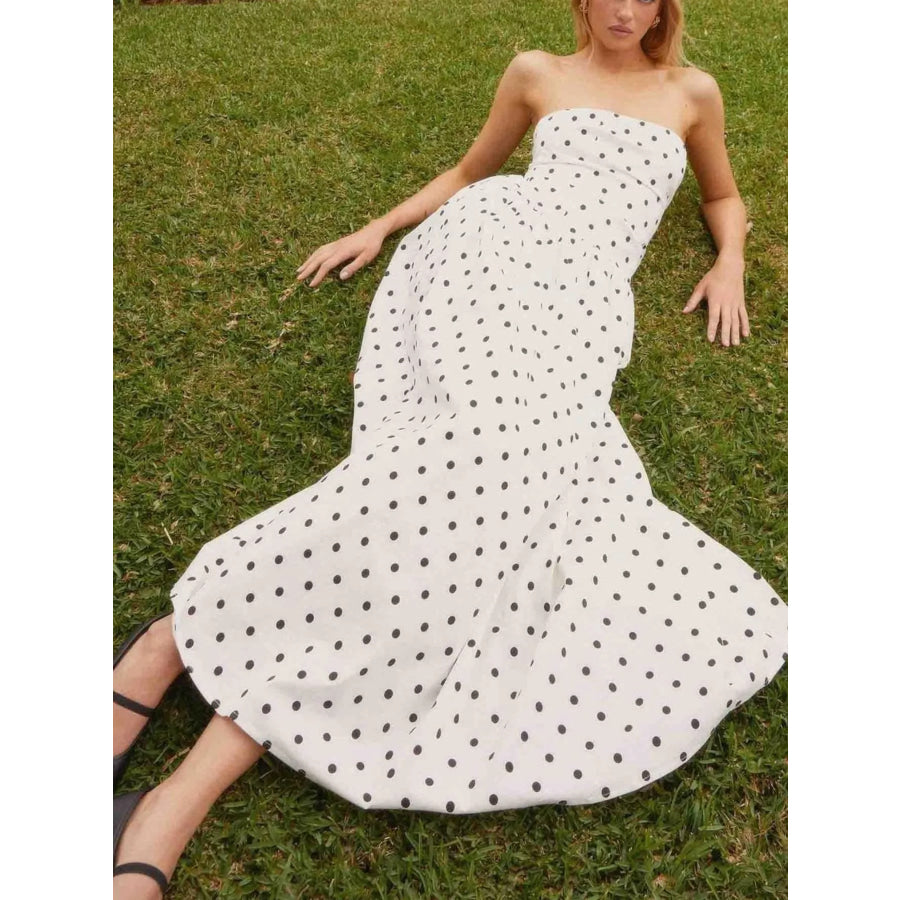 Ruched Printed Tube Maxi Dress Apparel and Accessories
