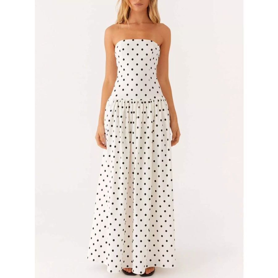 Ruched Printed Tube Maxi Dress Apparel and Accessories