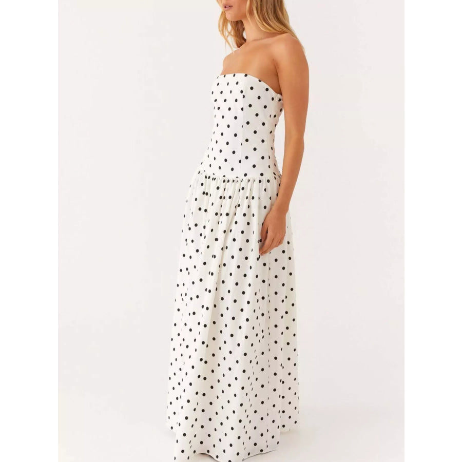 Ruched Printed Tube Maxi Dress Apparel and Accessories