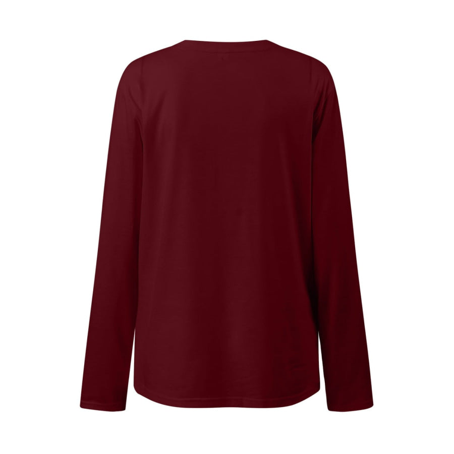 Ruched Round Neck Long Sleeve T-Shirt Apparel and Accessories