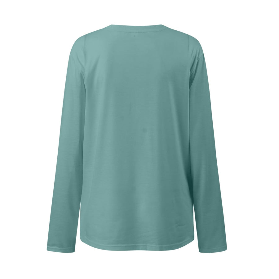 Ruched Round Neck Long Sleeve T-Shirt Apparel and Accessories