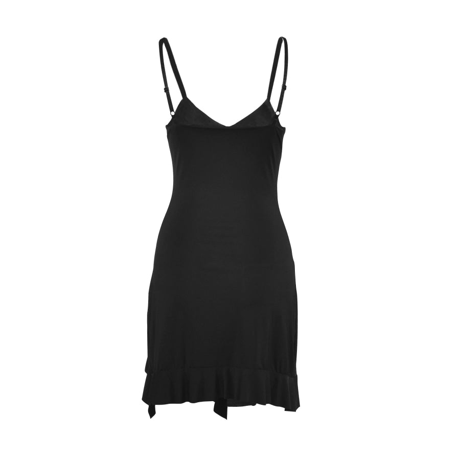 Ruched Ruffle Hem Mini Dress Apparel and Accessories