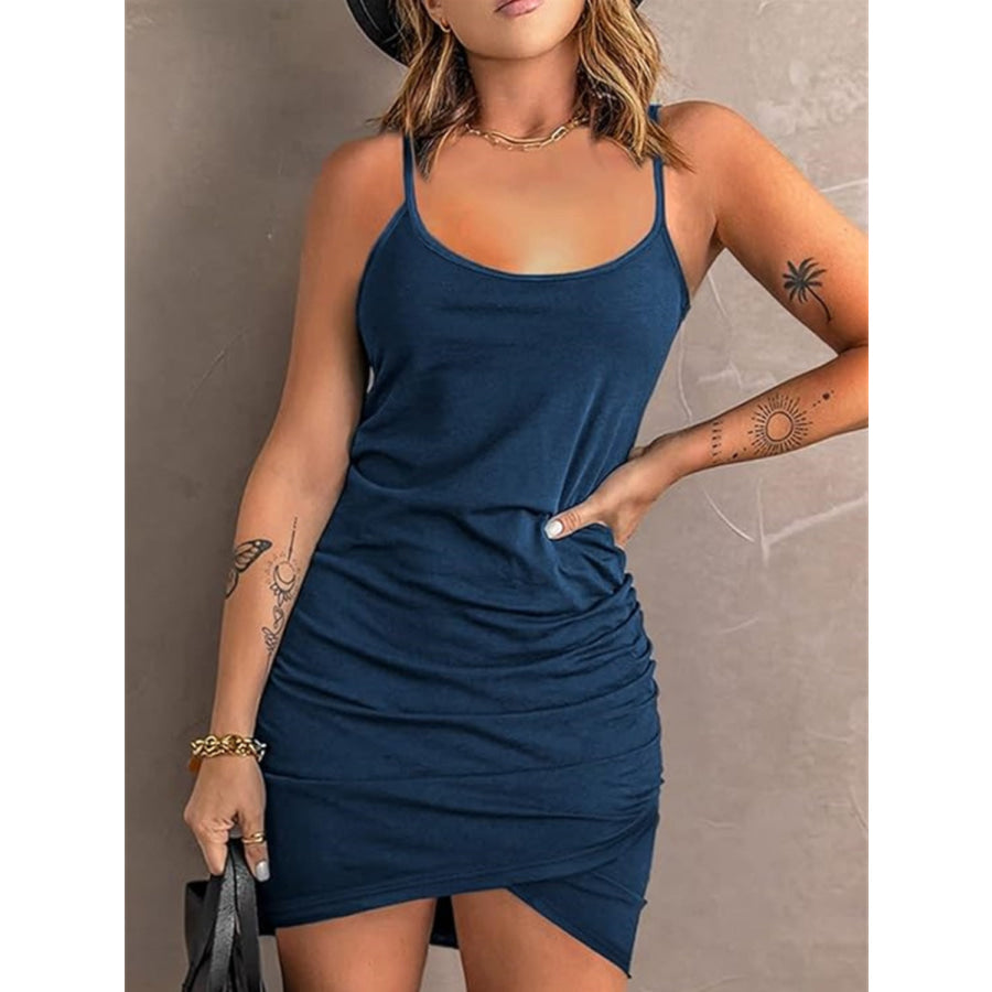 Ruched Scoop Neck Mini Cami Dress Apparel and Accessories