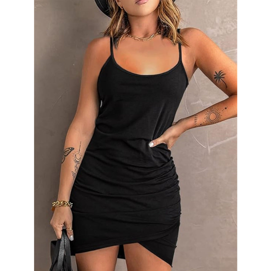 Ruched Scoop Neck Mini Cami Dress Apparel and Accessories