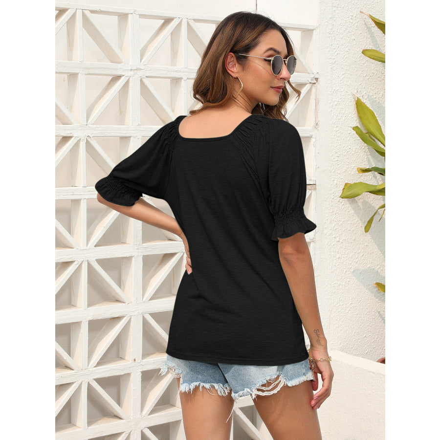 Ruched Short Sleeve Blouse Apparel and Accessories