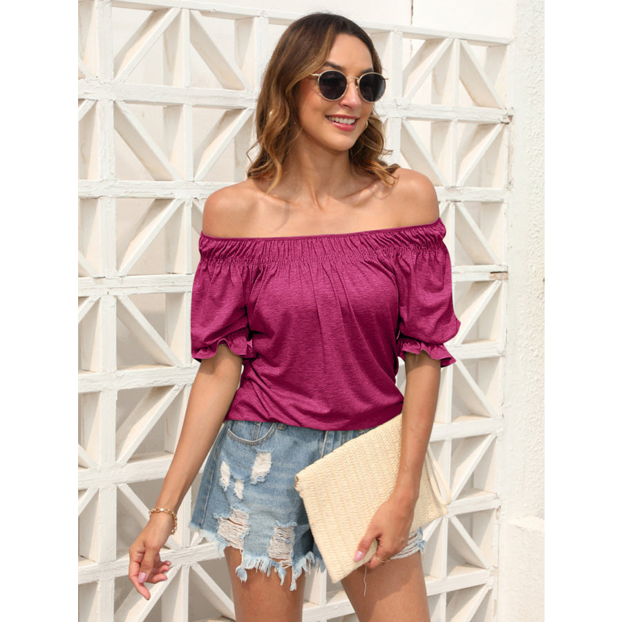 Ruched Short Sleeve Blouse Apparel and Accessories