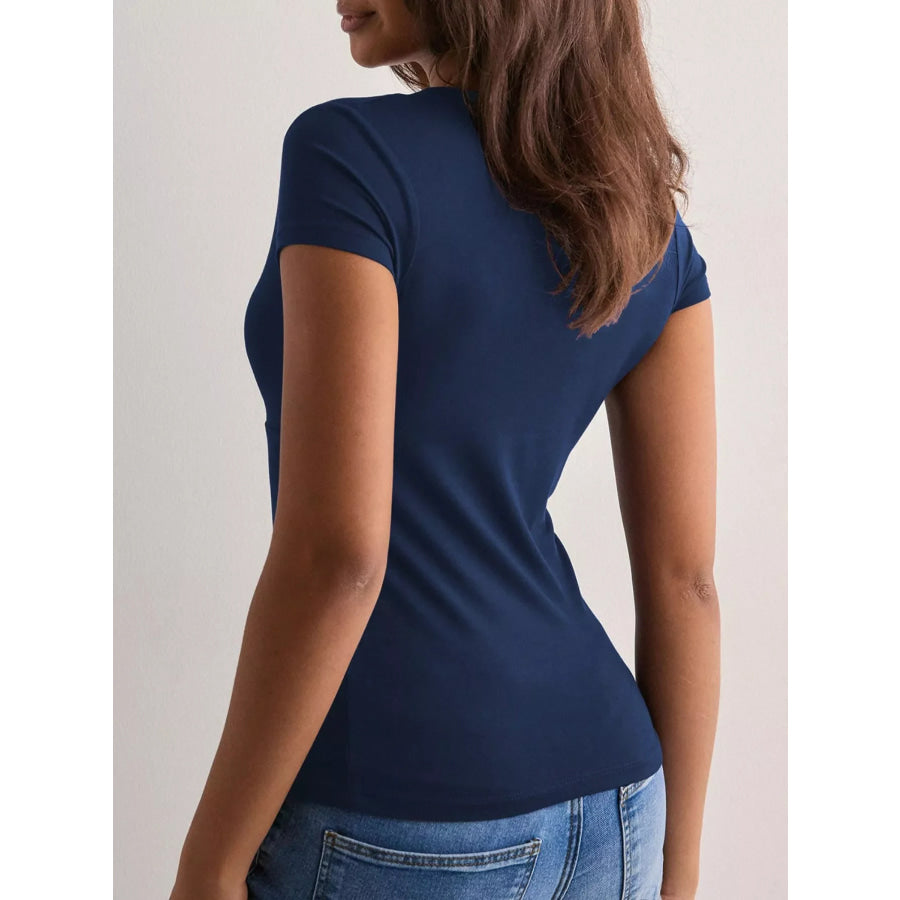 Ruched Short Sleeve Fitted T-Shirt Apparel and Accessories