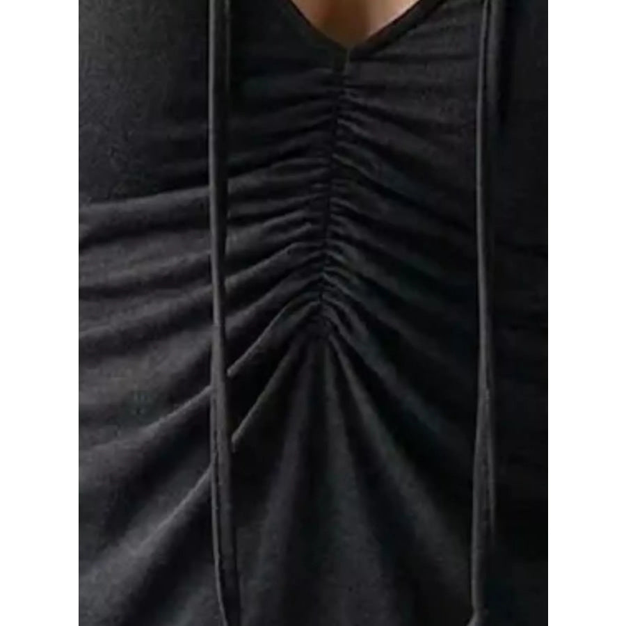 Ruched Short Sleeve Hooded T-Shirt Apparel and Accessories
