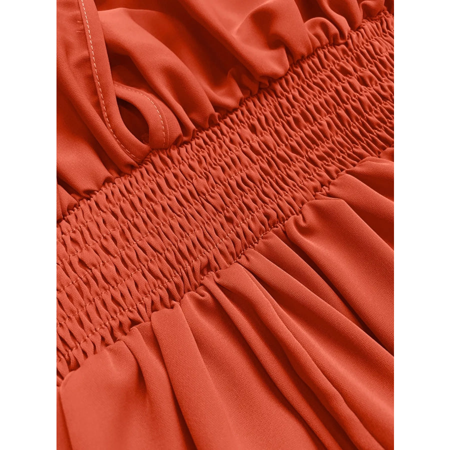 Ruched Sleeve V-Neck Maxi Dress Apparel and Accessories