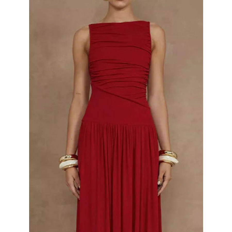 Ruched Sleeveless Maxi Dress Apparel and Accessories