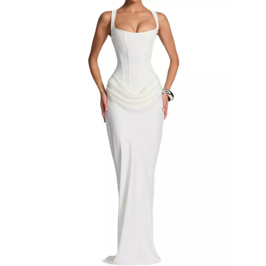 Ruched Sleeveless Maxi Dress Apparel and Accessories