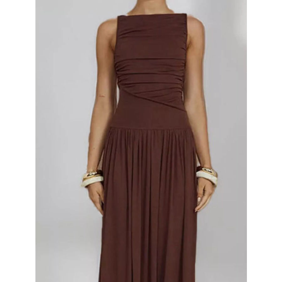 Ruched Sleeveless Maxi Dress Apparel and Accessories