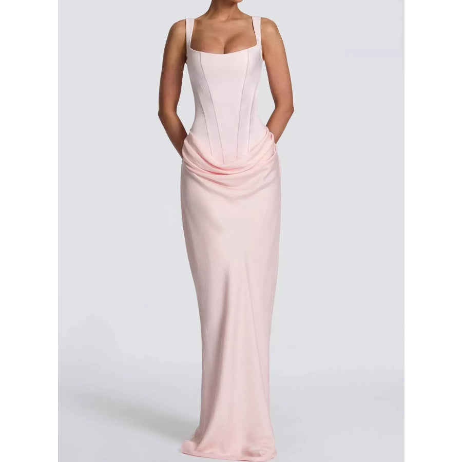 Ruched Sleeveless Maxi Dress Pink / XS Apparel and Accessories