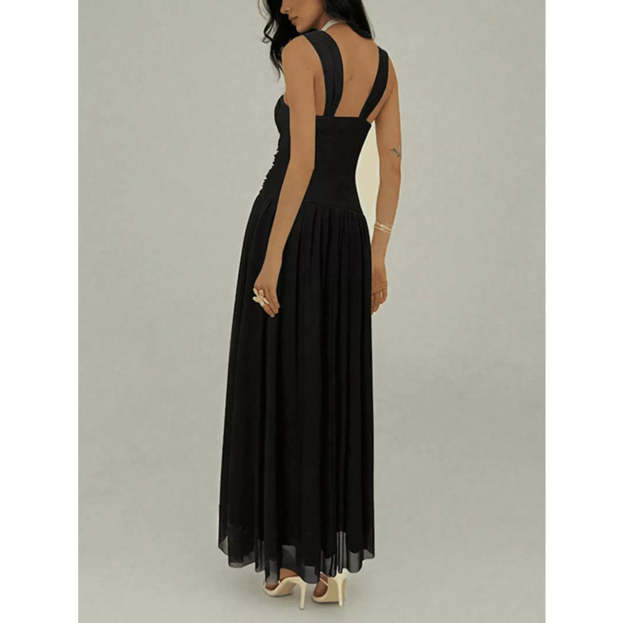 Ruched Sleeveless Maxi Dress with Embellishments Apparel and Accessories