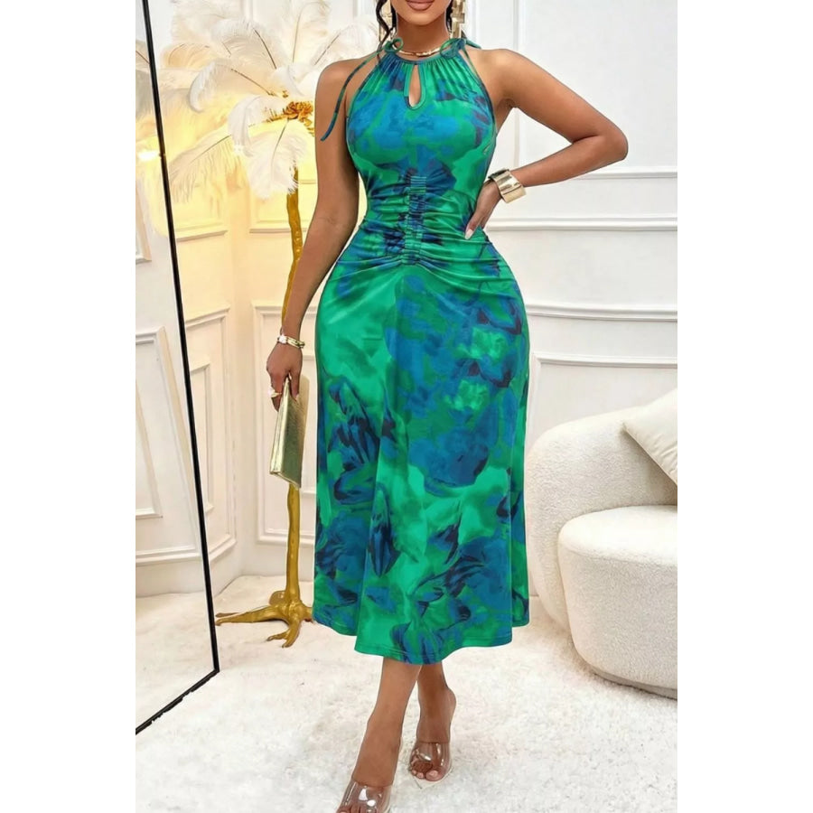 Ruched Sleeveless Midi Dress Apparel and Accessories