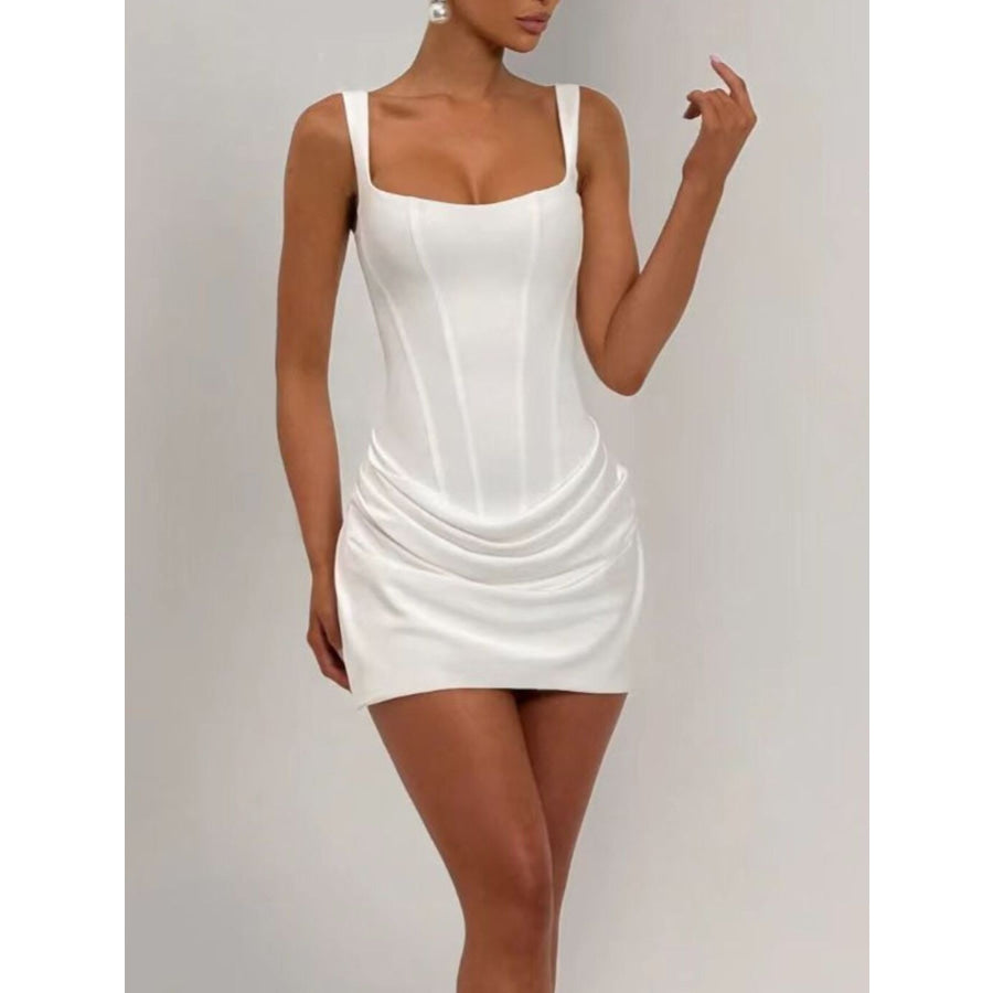 Ruched Sleeveless Mini Dress White / XS Apparel and Accessories