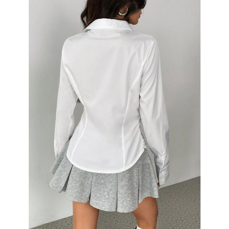 Ruched Slim-Fit Button-Down Shirt Apparel and Accessories