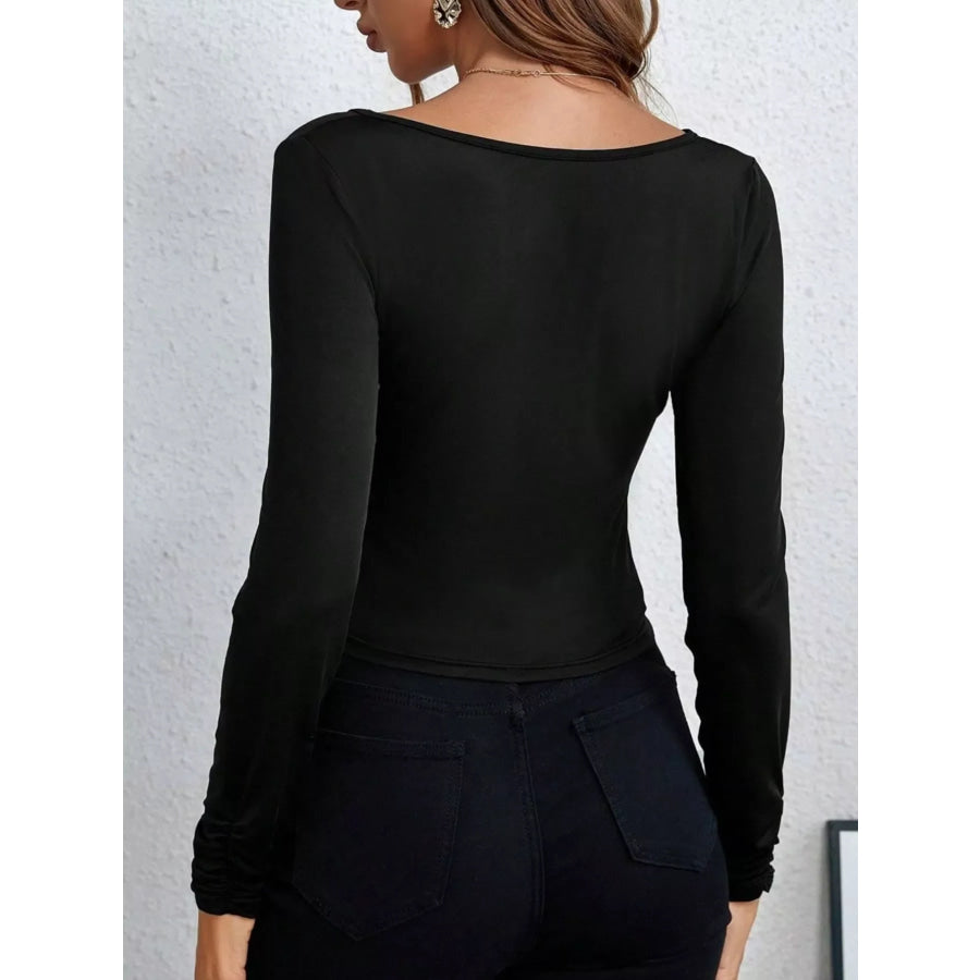 Ruched Slim Fit Long Sleeve T-Shirt Apparel and Accessories