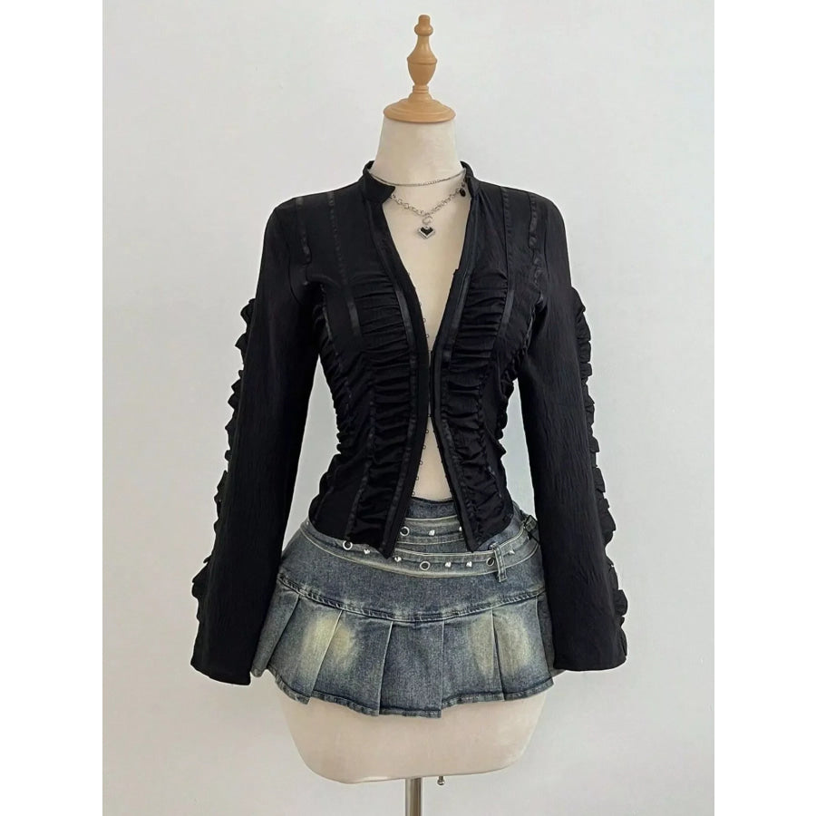 Ruched Slim-Fit Long Sleeve Top Apparel and Accessories