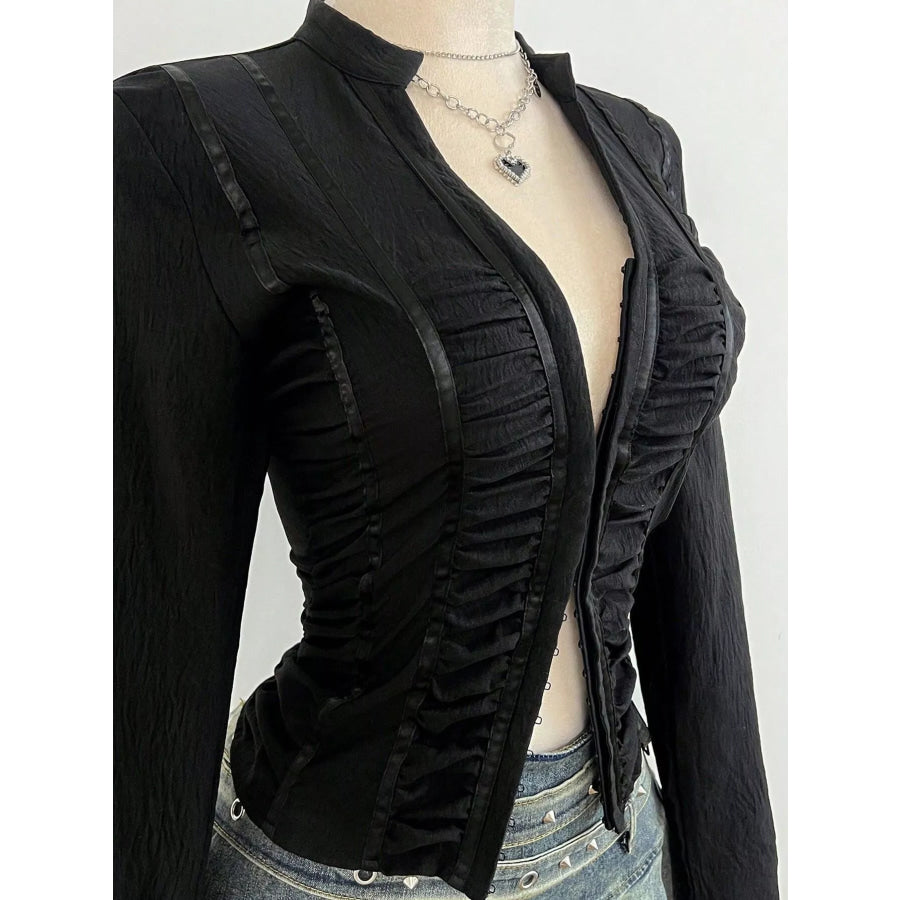 Ruched Slim-Fit Long Sleeve Top Apparel and Accessories