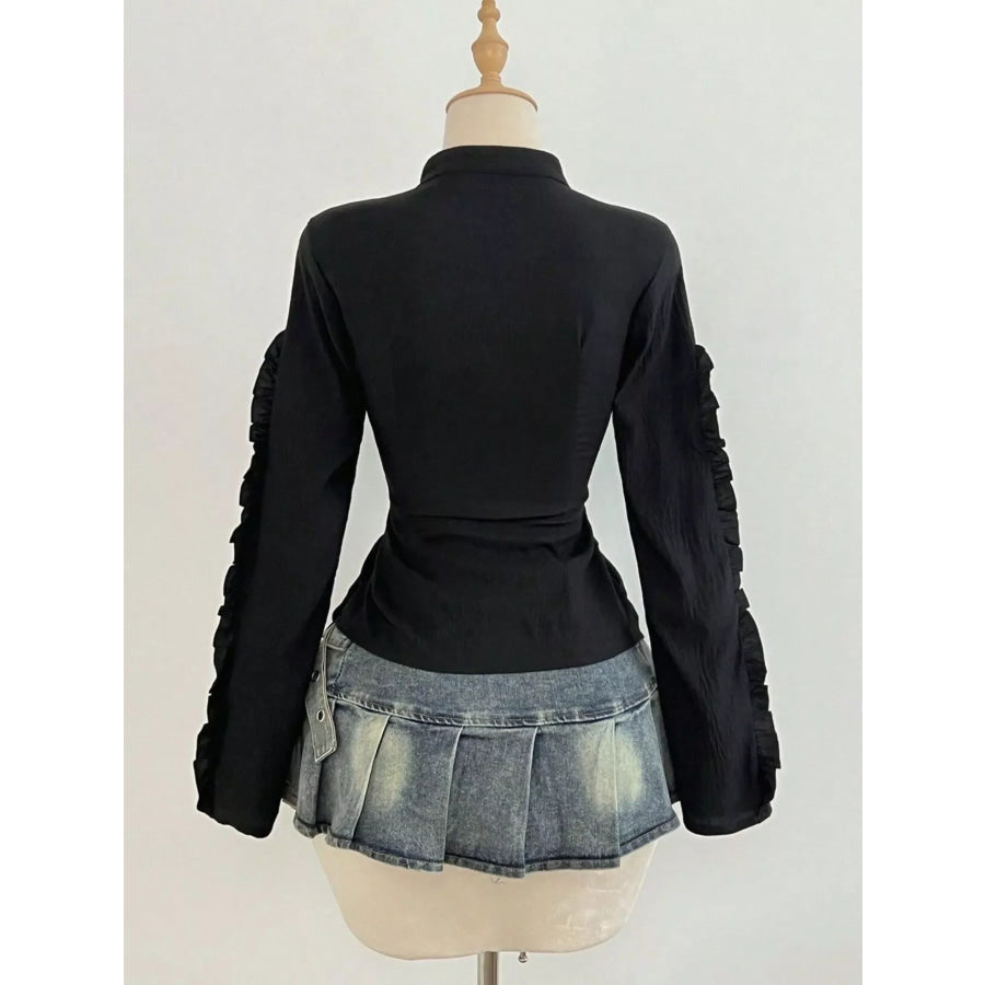 Ruched Slim-Fit Long Sleeve Top Apparel and Accessories