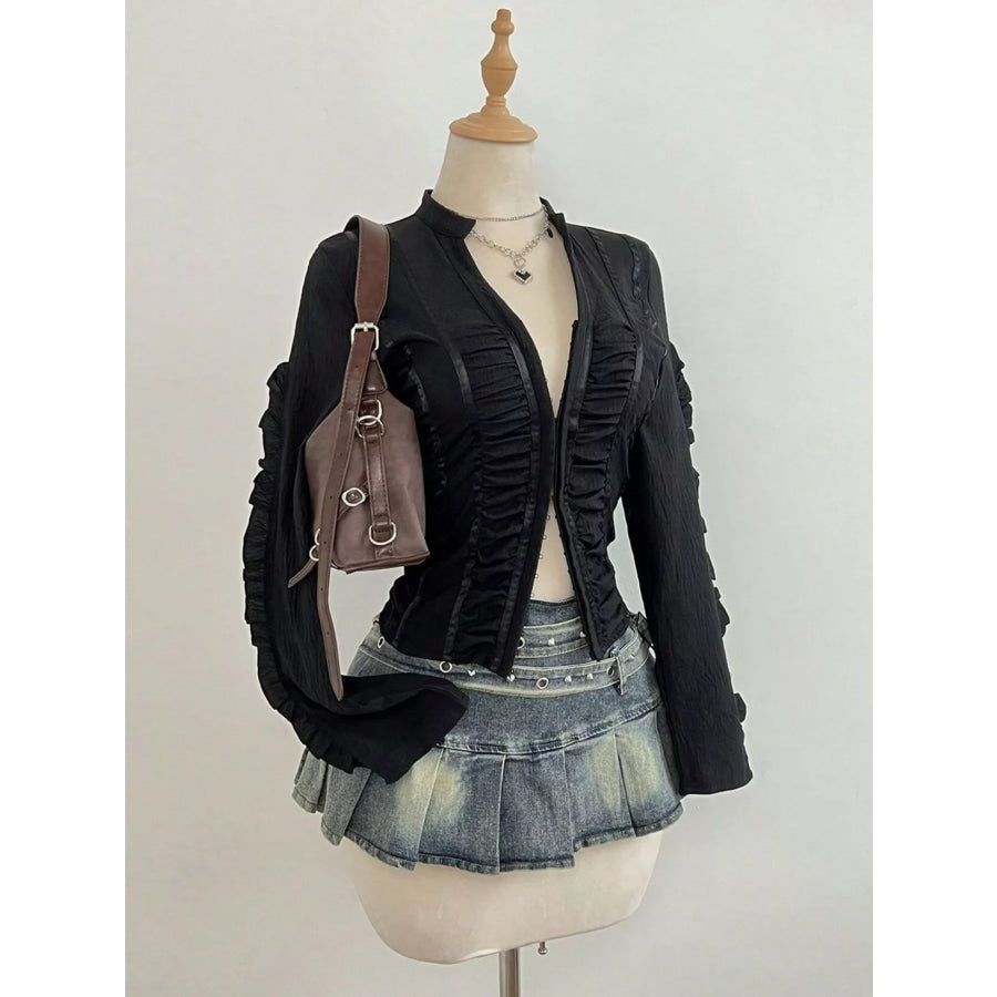Ruched Slim-Fit Long Sleeve Top Apparel and Accessories