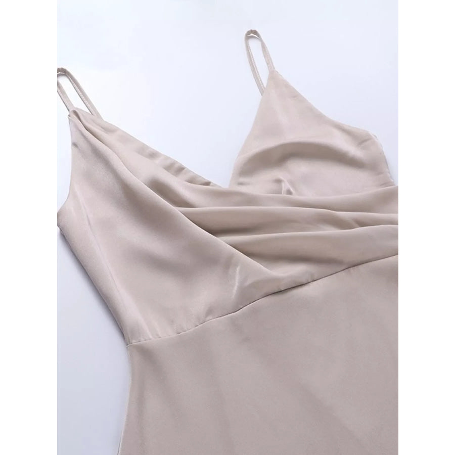 Ruched Slit Spaghetti Strap Dress Apparel and Accessories