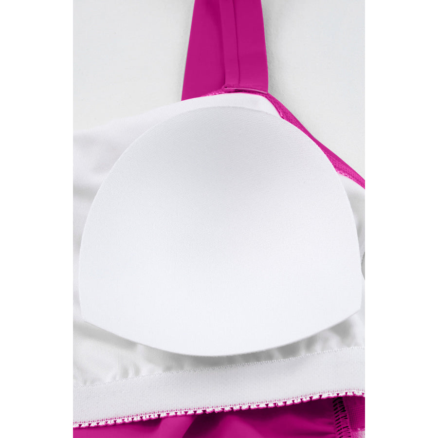 Ruched Slit Tankini Set Apparel and Accessories