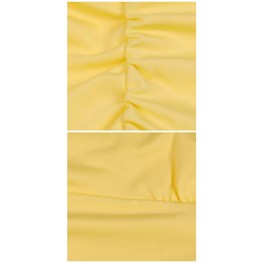 Ruched Spaghetti Strap Layered Mini Dress Apparel and Accessories