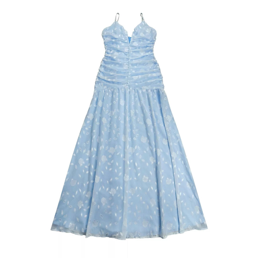 Ruched Spaghetti Strap Maxi Dress Apparel and Accessories