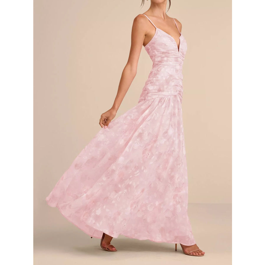Ruched Spaghetti Strap Maxi Dress Apparel and Accessories
