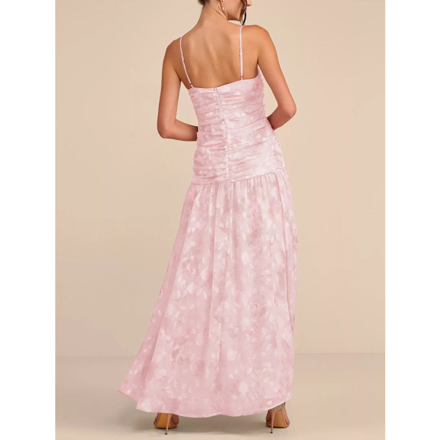 Ruched Spaghetti Strap Maxi Dress Apparel and Accessories