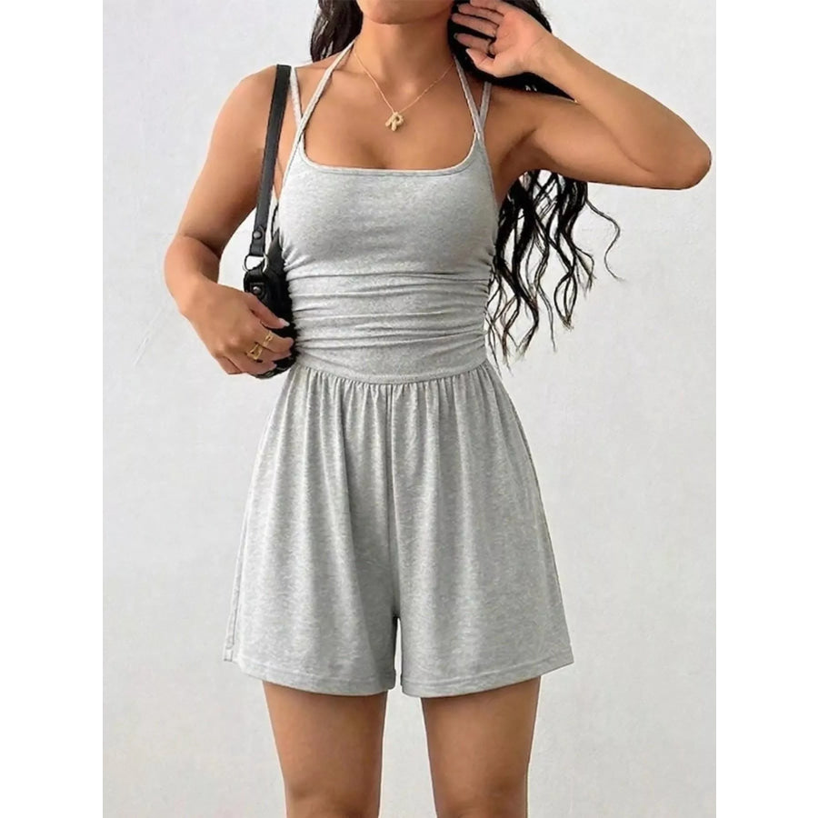 Ruched Spaghetti Strap Romper Apparel and Accessories
