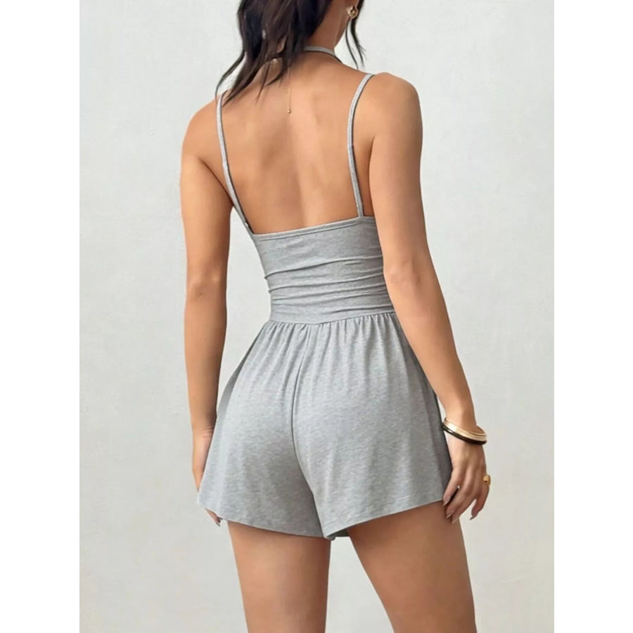 Ruched Spaghetti Strap Romper Apparel and Accessories