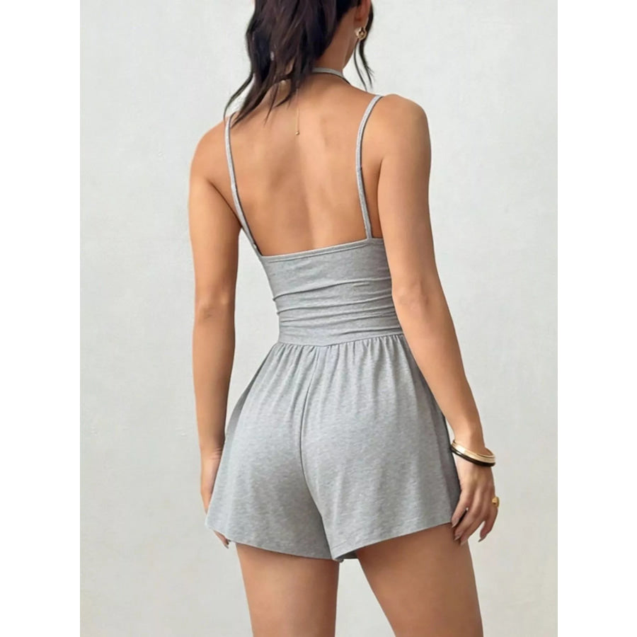 Ruched Spaghetti Strap Romper Apparel and Accessories
