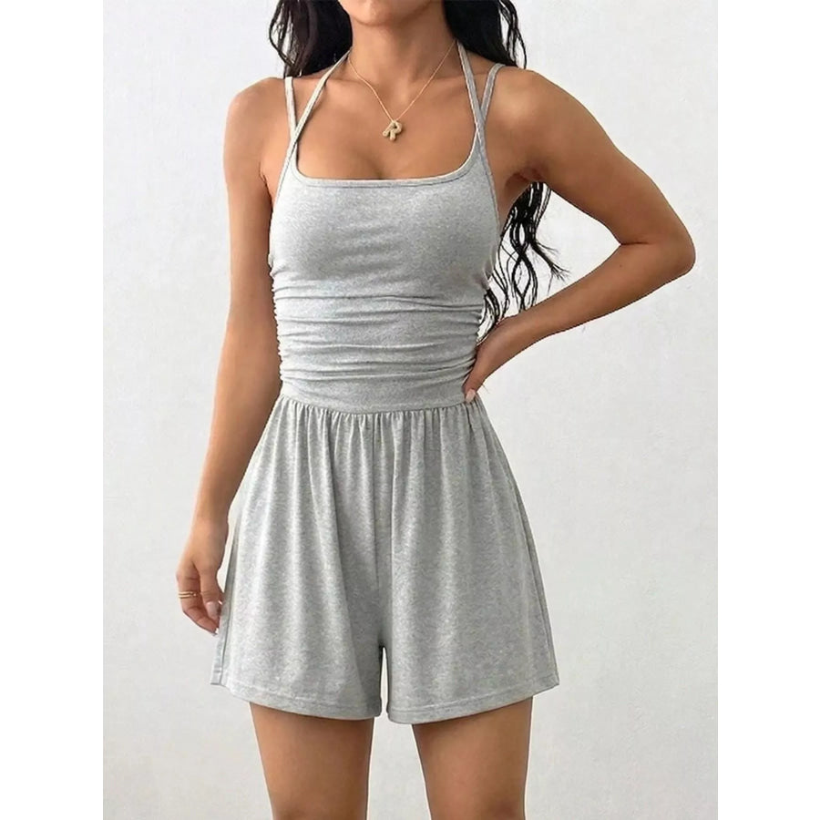 Ruched Spaghetti Strap Romper Apparel and Accessories