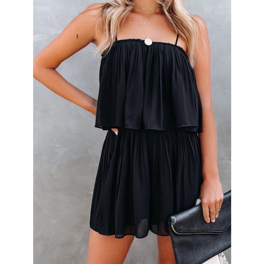 Ruched Spaghetti Strap Romper Apparel and Accessories