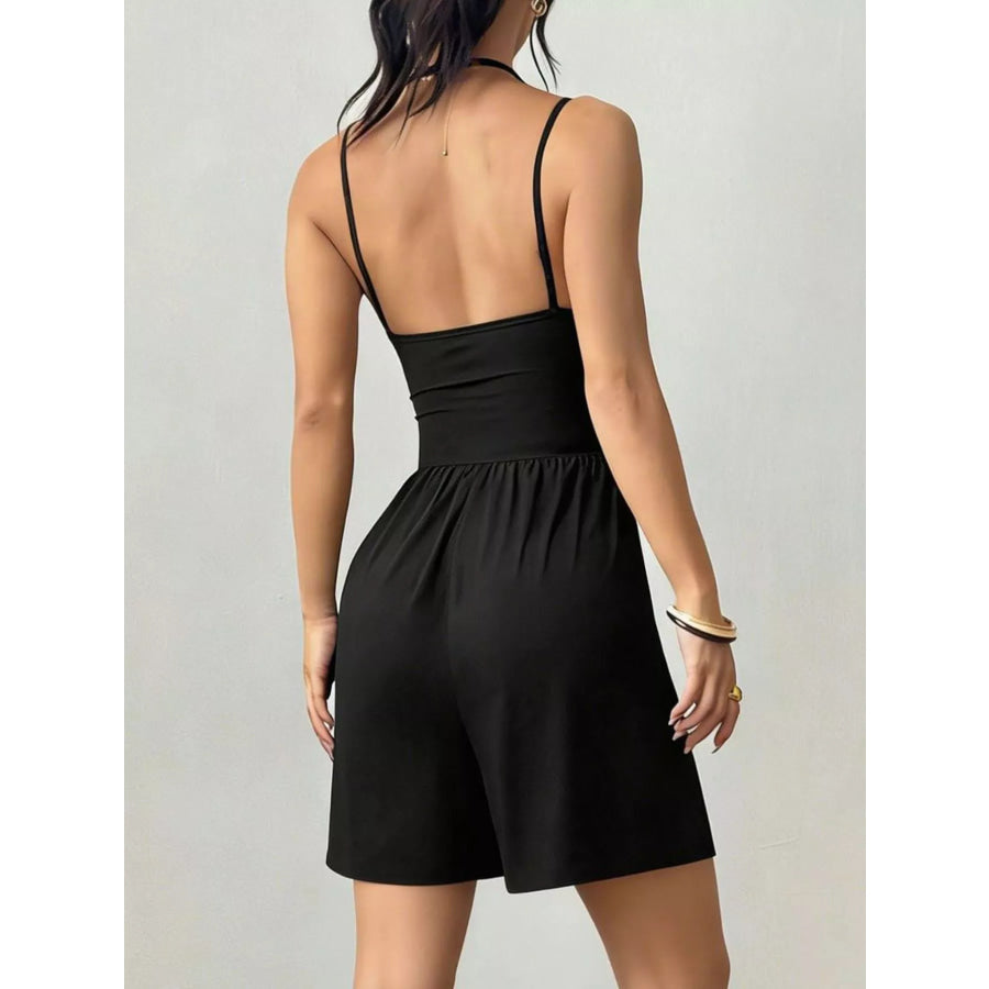 Ruched Spaghetti Strap Romper Apparel and Accessories