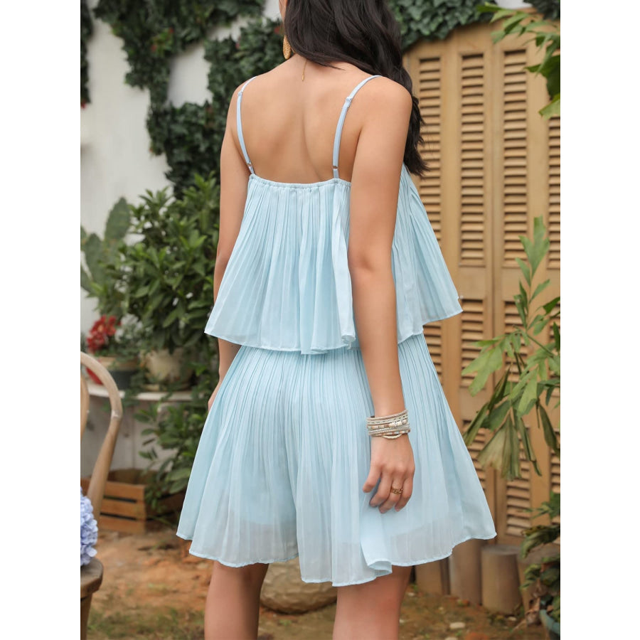 Ruched Spaghetti Strap Romper Apparel and Accessories