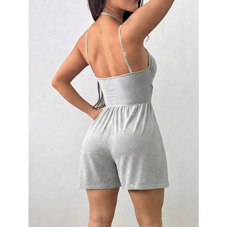 Ruched Spaghetti Strap Romper Apparel and Accessories