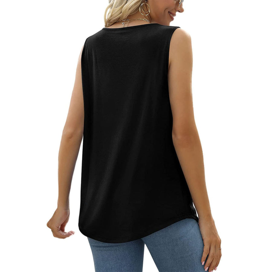 Ruched Square Neck Tank Black / S Apparel and Accessories