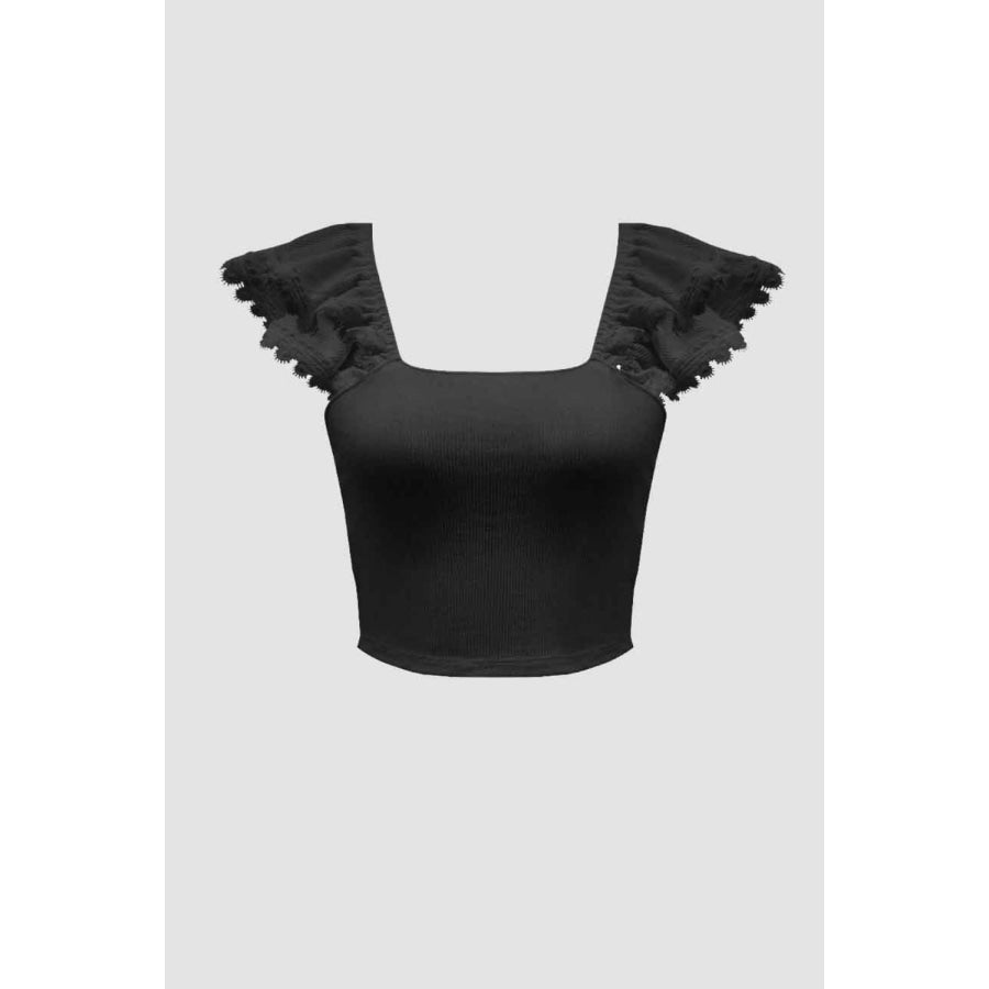 Ruched Square Neck Tank Black / XS Apparel and Accessories