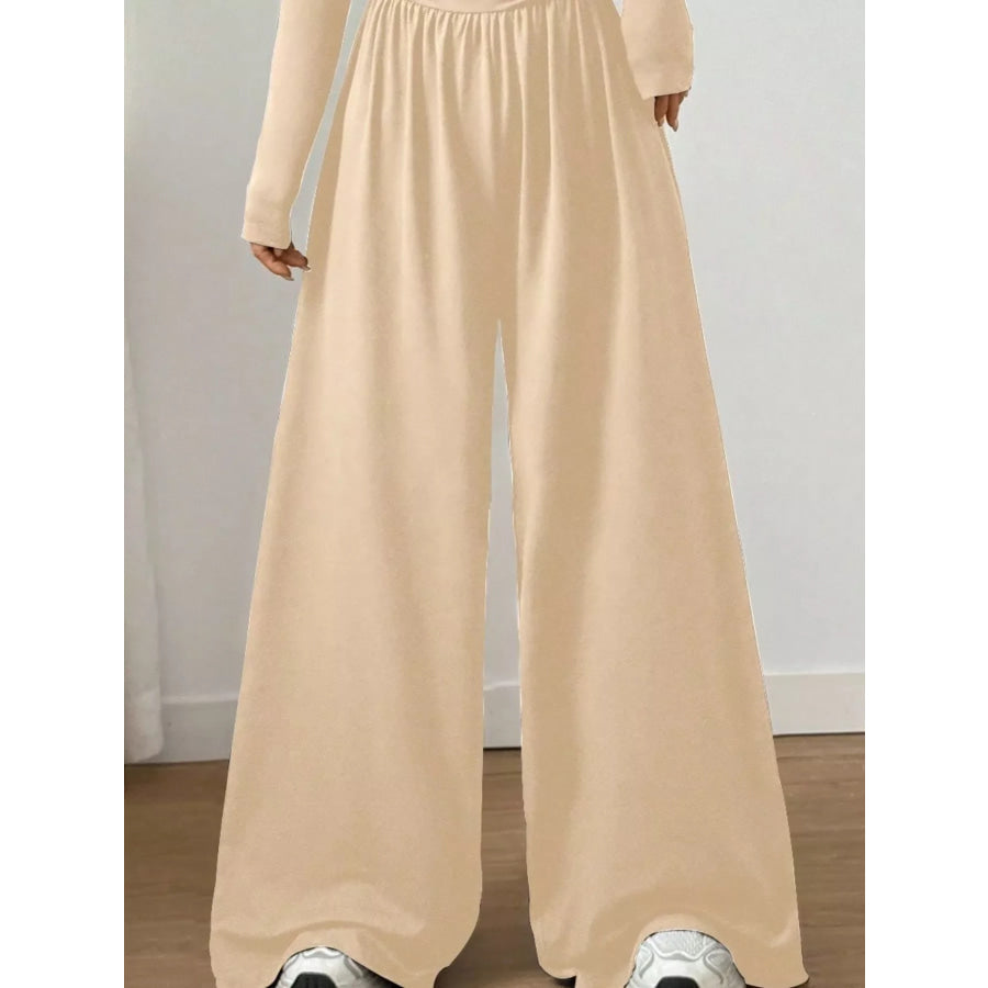 Ruched Square Neck Wide-Leg Jumpsuit Apparel and Accessories