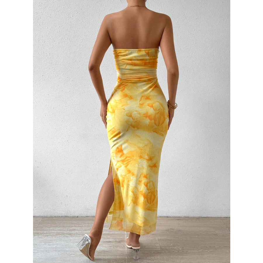 Ruched Strapless Bodycon Midi Dress Apparel and Accessories