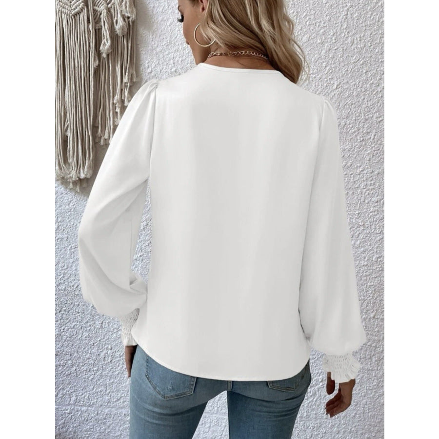 Ruched Surplice Long Sleeve Blouse Apparel and Accessories