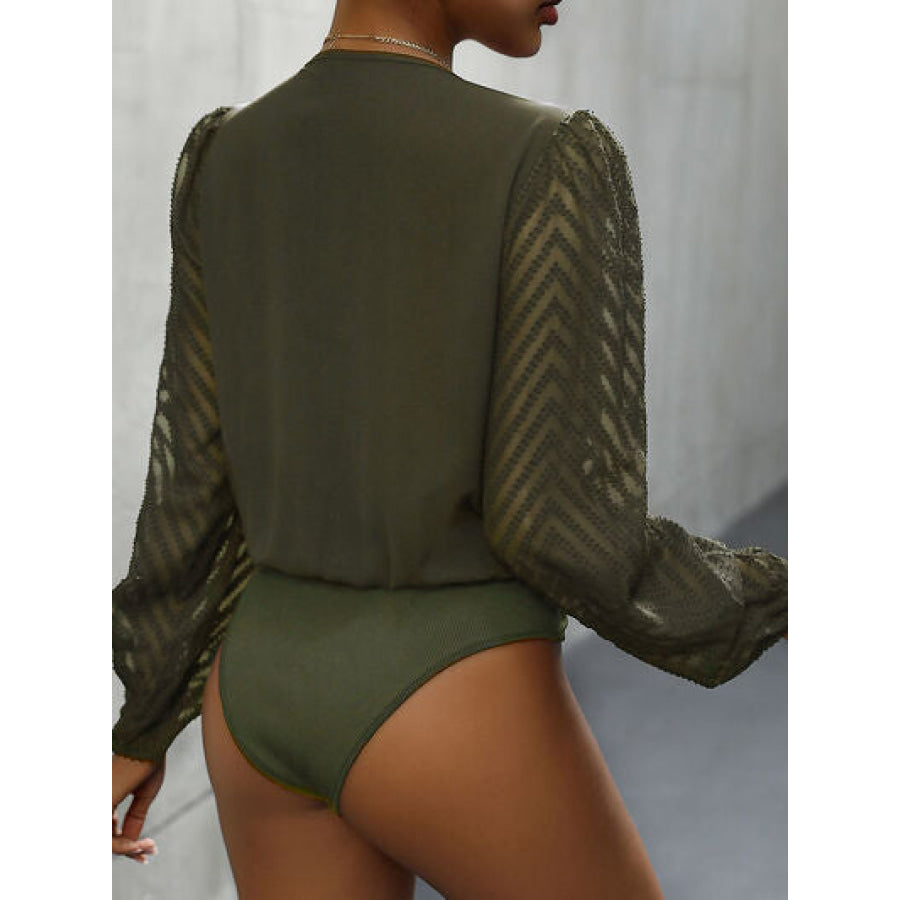 Ruched Surplice Long Sleeve Bodysuit Moss / S Apparel and Accessories