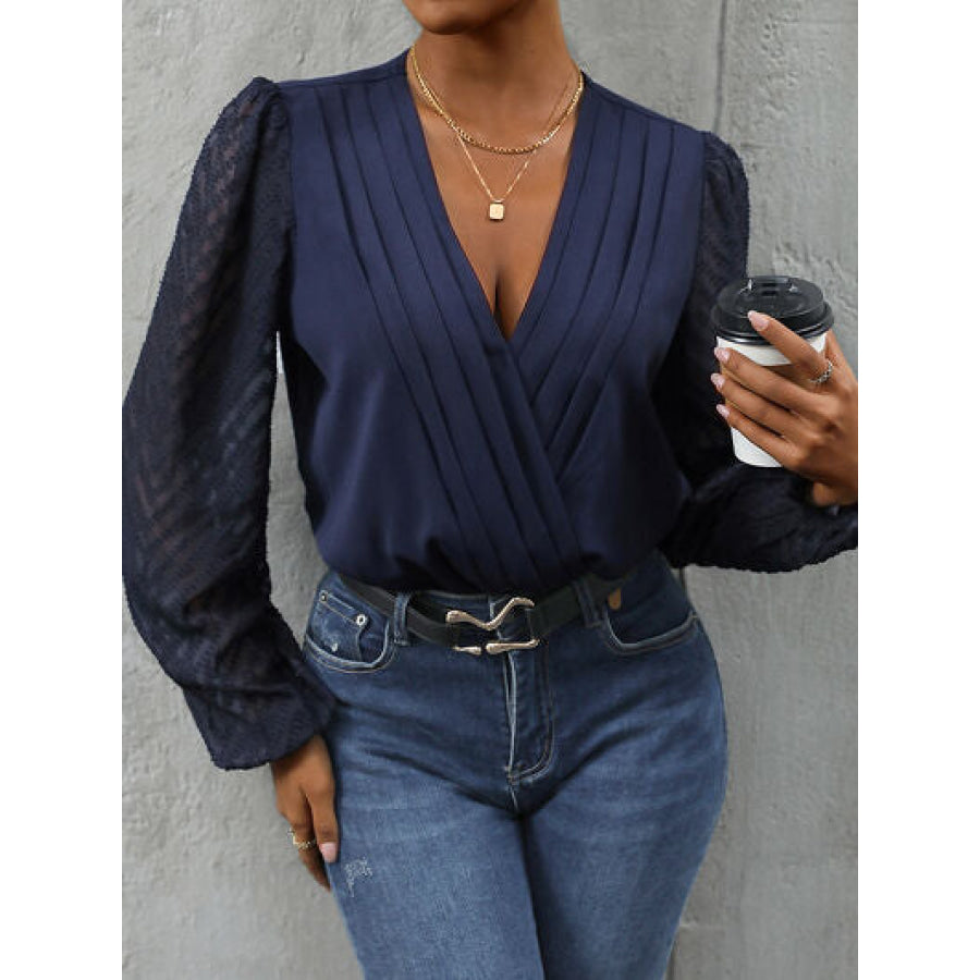 Ruched Surplice Long Sleeve Bodysuit Apparel and Accessories