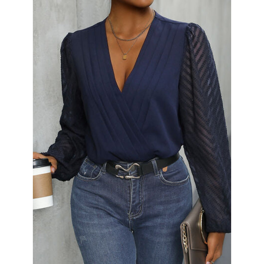 Ruched Surplice Long Sleeve Bodysuit Apparel and Accessories