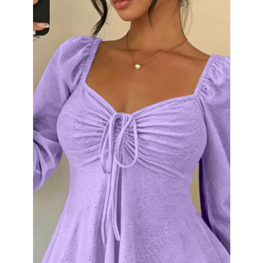 Ruched Sweetheart Neck Long Sleeve Top Apparel and Accessories