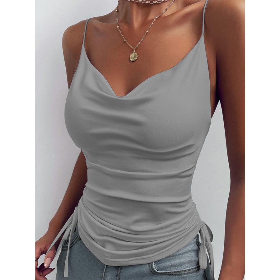 Ruched Tied Sweetheart Neck Cami Charcoal / S Apparel and Accessories